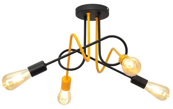Lampadario a plafone OXFORD 4xE27/15W/230V nero/giallo