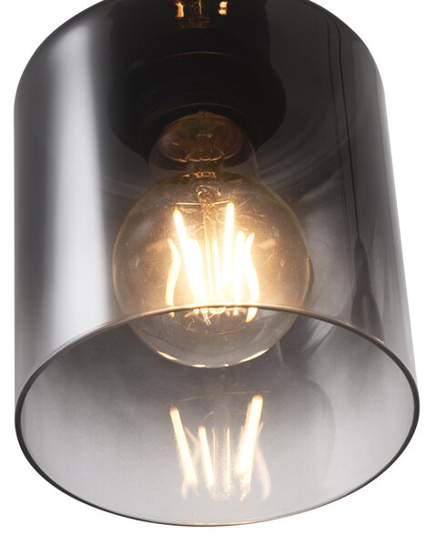 Lampada a sospensione moderna nera con vetro fumé 4 luci - Dame