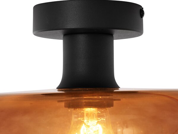 Lampada da soffitto retrò nera con vetro bronzo - Bizle