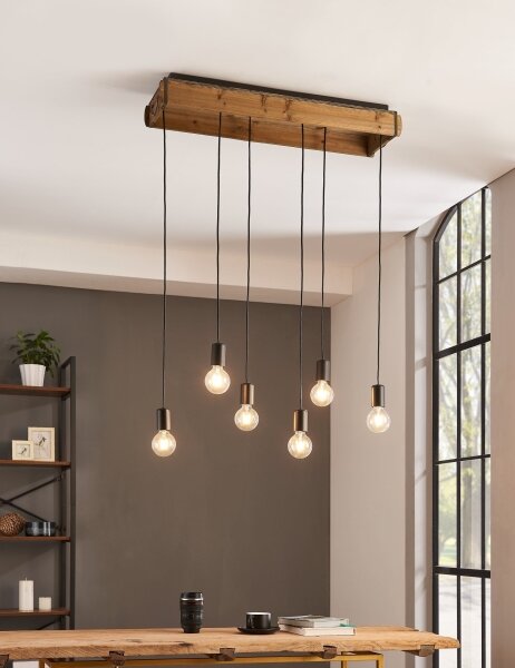 Eglo 43592 - Lampadario su corda WOOTTON 6xE27/40W/230V