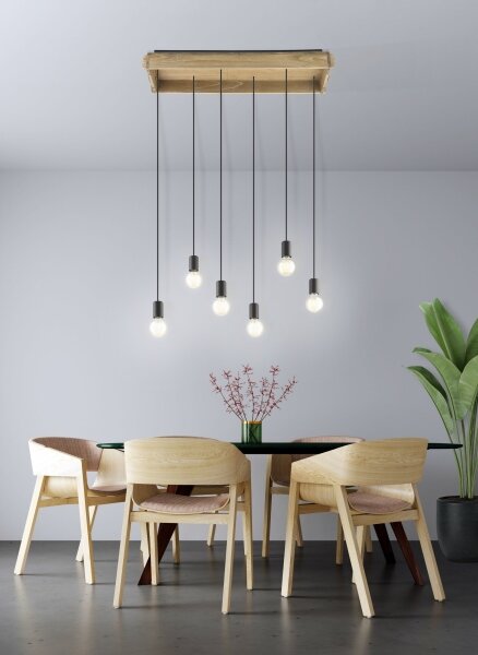 Eglo 43592 - Lampadario su corda WOOTTON 6xE27/40W/230V