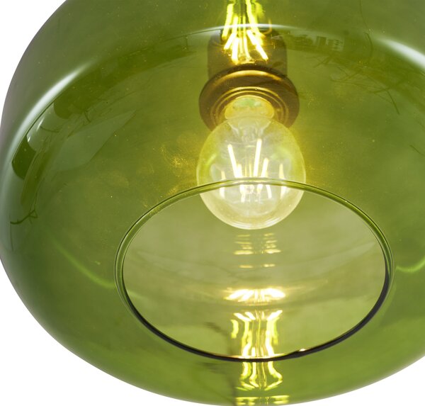 Lampada a sospensione retrò nera con vetro verde - Bizle