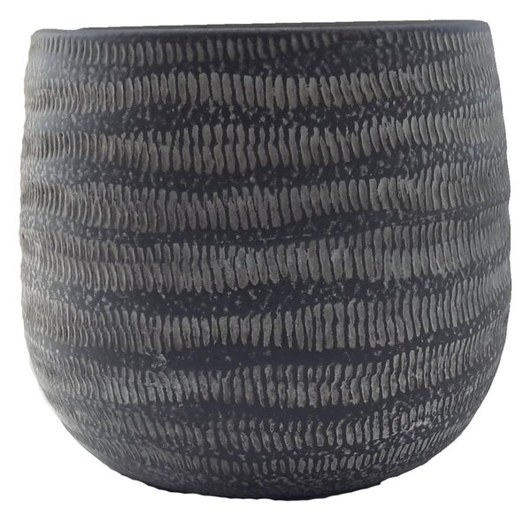 Coprivaso per piante e fiori Etiopia in ceramica colore grigio scuro H 18 cm, Ø 20 cm