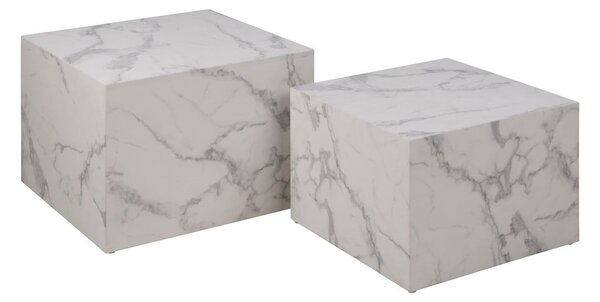 Set di tavolini bianchi effetto marmo 2 pz 58x58 cm Dice - Actona