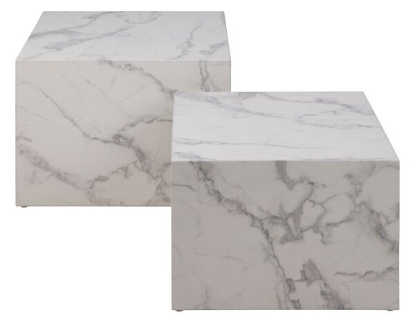 Set di tavolini bianchi effetto marmo 2 pz 58x58 cm Dice - Actona