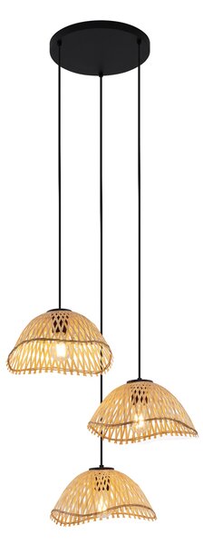 Lampada a sospensione Bohemian Chic nera con bambù 3 luci - Lily