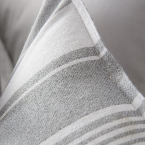Biancheria da letto singola in flanella grigia 135x200 cm Ticking Stripe - Bianca