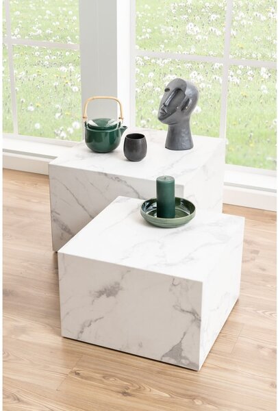 Set di tavolini bianchi effetto marmo 2 pz 58x58 cm Dice - Actona