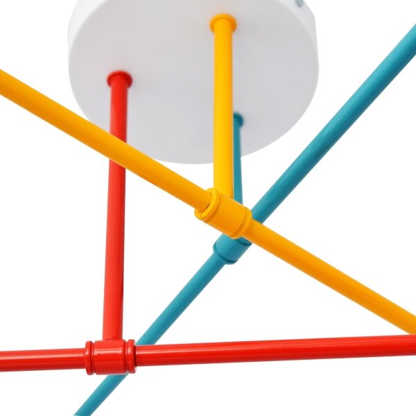 Lampadario a plafone CAMBRIDGE 6xE27/20W/230V blu/rosso/arancione