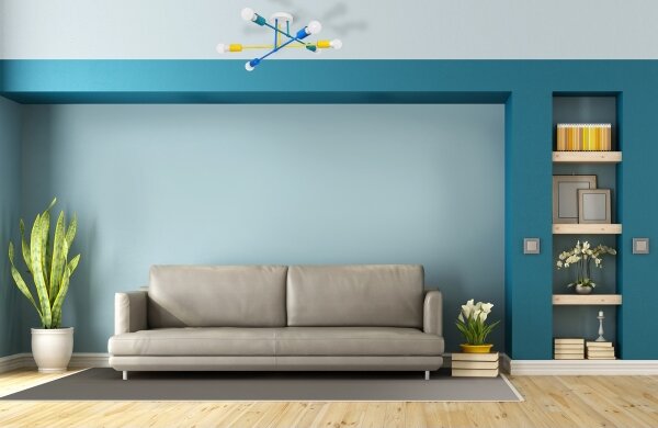 Lampadario a plafone CAMBRIDGE 6xE27/20W/230V blu/giallo