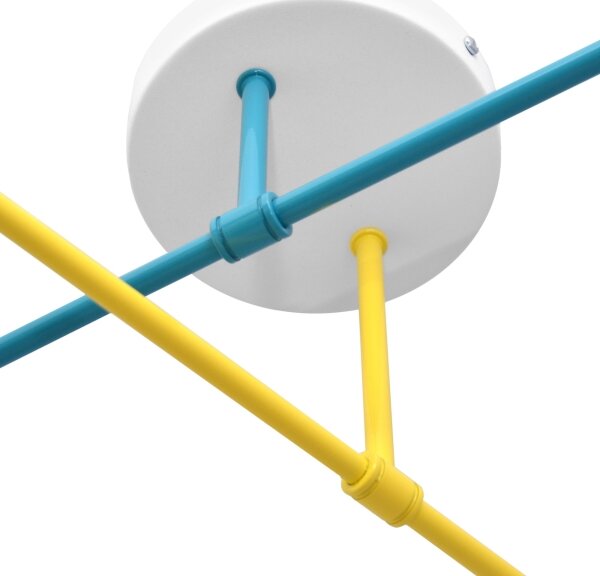 Lampadario a plafone CAMBRIDGE 4xE27/20W/230V blu/giallo