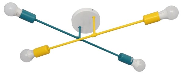 Lampadario a plafone CAMBRIDGE 4xE27/20W/230V blu/giallo