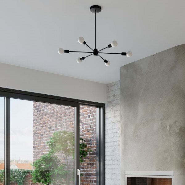Sollux SL.1022 - Lampadario su palo LANGO 5xE27/60W/230V nero