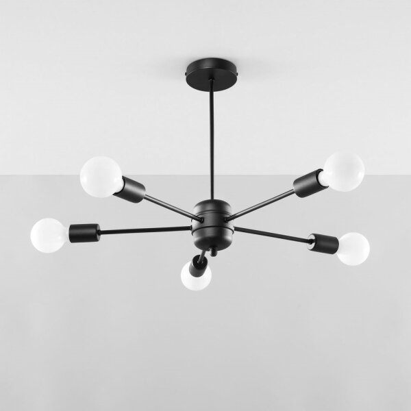 Sollux SL.1022 - Lampadario su palo LANGO 5xE27/60W/230V nero