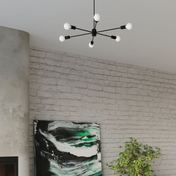 Sollux SL.1022 - Lampadario su palo LANGO 5xE27/60W/230V nero