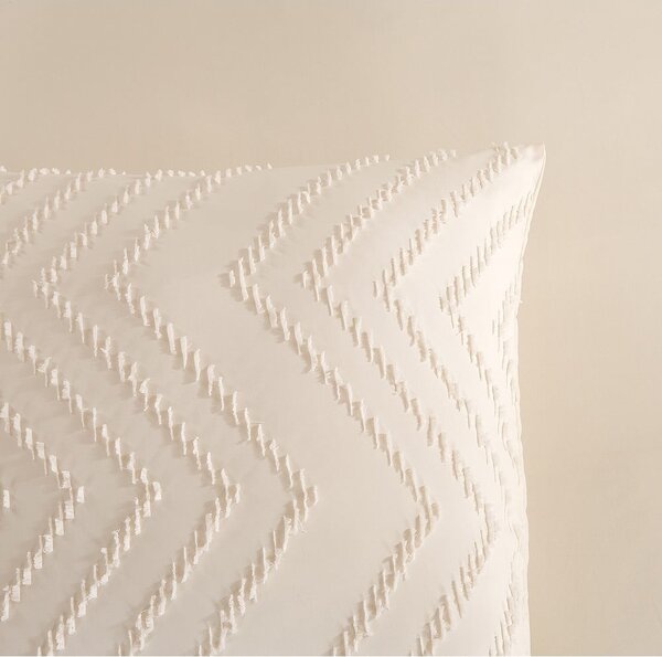 Set lenzuola letto matrimoniale in microfibra crema 200x220 cm Pure Zigzag - Good Morning