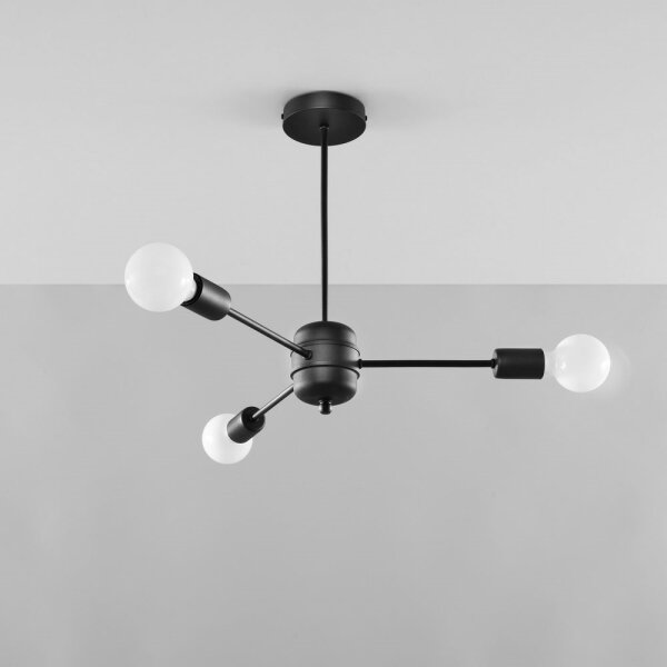 Sollux SL.1021 - Lampadario su palo LANGO 3xE27/60W/230V nero
