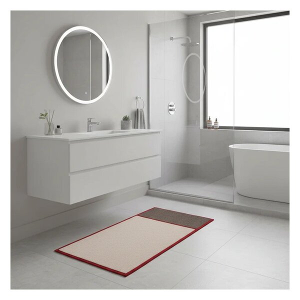 Maison Sucrée Tappeto bagno POP 50x90 var.01 Perla/Rosso Spugna 100% Cotone
