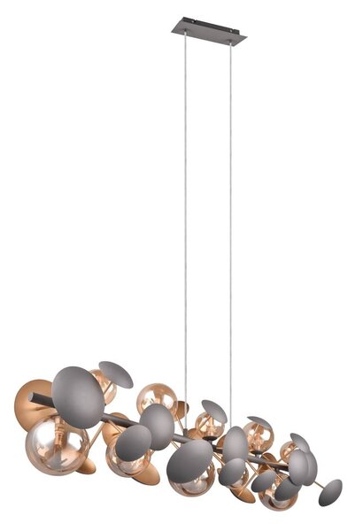 Lampada a sospensione con paralume in vetro grigio-oro Bubble - Trio Select