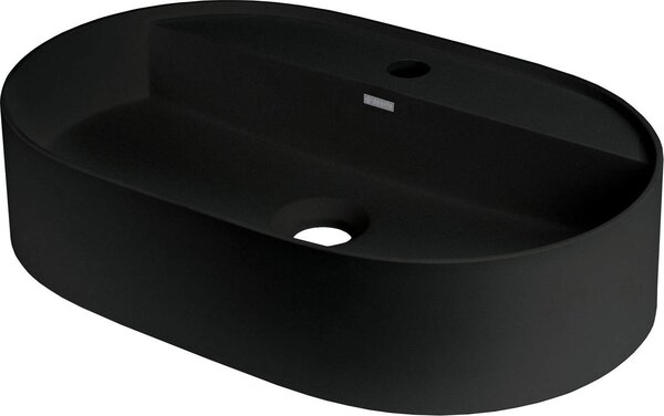 Granite countertop washbasin with a faucet island - oval