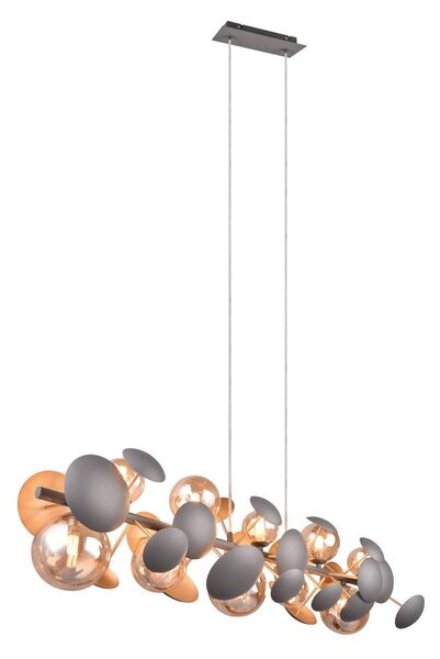 Lampada a sospensione con paralume in vetro grigio-oro Bubble - Trio Select