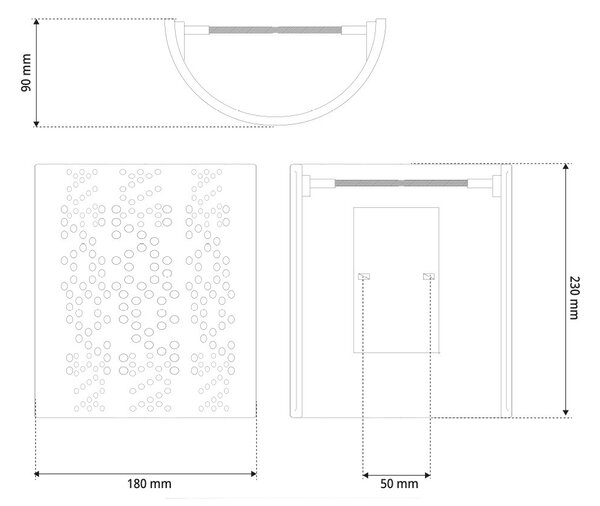 Applique da Parete E14 Curva in Gesso Pitturabile Traforato
