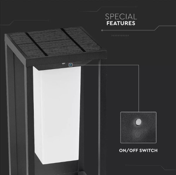 Lampada solare da parete LED con sensore SAMSUNG CHIP LED/2W/3,7V IP65 2600 mAh
