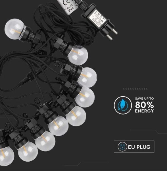 Catena LED da esterno STRING 5m 10xLED/0,4W/24/230V 3000K IP44