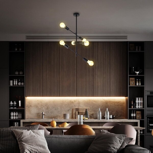 B.K. Licht 1344 - Lampadario su palo 6xE27/60W/230V