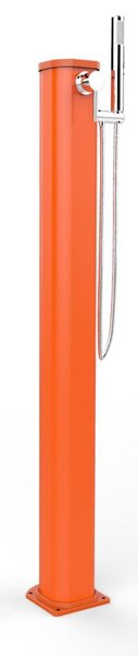 Doccia Solare da Esterno Giardino 20L Miscelatore e Doccetta Mobile Arkema Jolly Go, Dimensioni 18,5x20x h 115 cm colore Arancio