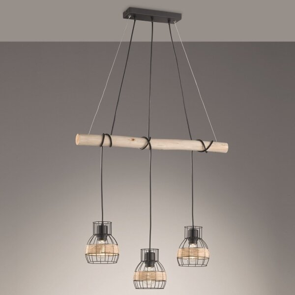 Fischer & Honsel 60798 - Lampadario su corda STRAW 3xE27/40W/230V