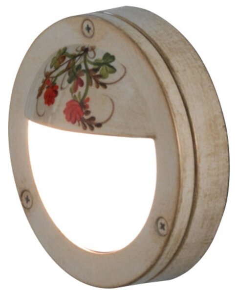 Applique da esterno rotonda in materiale Ceramico LINEA BRINDISI 14,5x5,5 cm peso 0,5 kg - Attacco Lampada E 27 interno esterno, con vetri Bianco Sfumato Oro