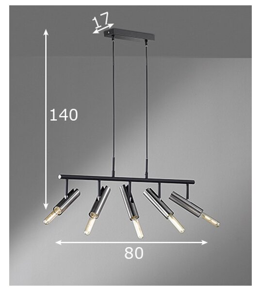 Fischer & Honsel 60369 - Lampadario su corda DEAN 5xE27/25W/230V