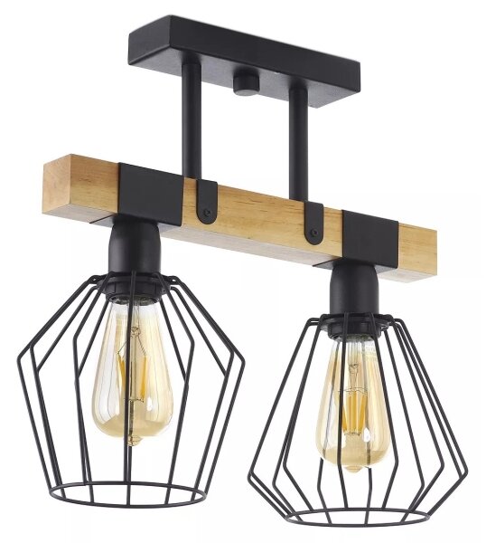 Lampadario a plafone CAMERUN 2xE27/60W/230V nero/legno