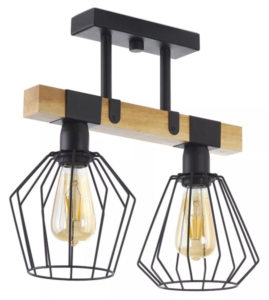 Lampadario a plafone CAMERUN 2xE27/60W/230V nero/legno
