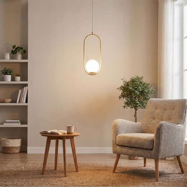 Lampada a sospensione in vetro Dione ALDEX, dimmerabile, Crema / Ambra, Soggiorno / Sala da pranzo, Vetro, Moderno, Lampada a sospensione
