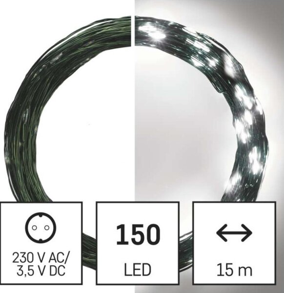Catena luminosa LED per esterni 150xLED/20m IP44 bianco freddo