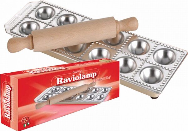 Stampo per Ravioli con Dodici Fori e Mattarello 33,7x11,4x h61,9 cm Acciaio Inossidabile12 RAVIOLI Giganti