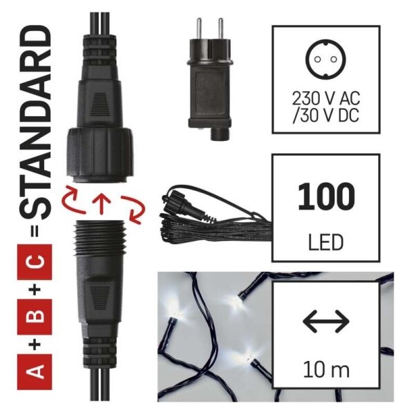 Catena luminosa LED per esterni 100xLED/15m IP44 bianco freddo