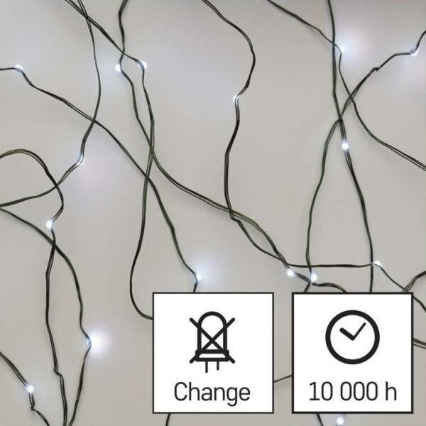 Catena luminosa LED da esterno, 75 LED su 12,5 m, IP44, bianco freddo
