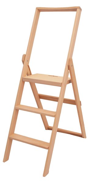 Scala Pieghevole e trasportabile 3 gradini STAR in Faggio Naturale Dimensioni H 70 cm 82x47x130 cm Peso 6 Kg naturale