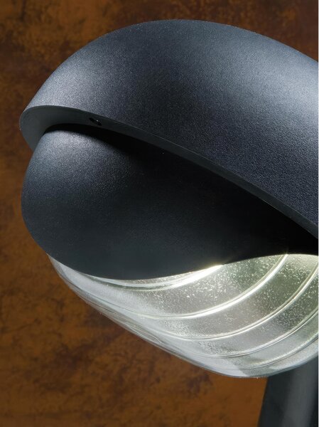 Testa-palo in termoplastico RESIDENCE TESTAPALO D.60 TONDO E27 Dimensione 24x31xh 25 cm Diffusore in vetro stampato colore NERO