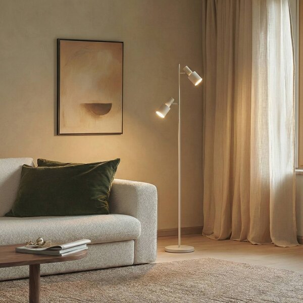 Lampada da terra Ovelia Lindby, Crema / Ambra, Soggiorno / Sala da pranzo, Metallo, Moderno, Lampada da terra