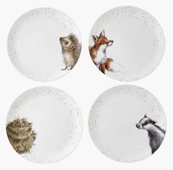 Set di 4 piatti da torta in Fine Bone China Worcester