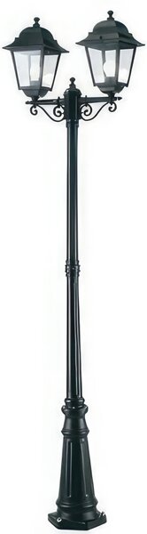 PALO ALTO DUE LUCI GRANDE E27 AMALFI Dimensioni 26x64x h 210 cm la struttura in alluminio pressofuso di alta qualit�, i diffusori in vetro stampato trasparente colore NERO