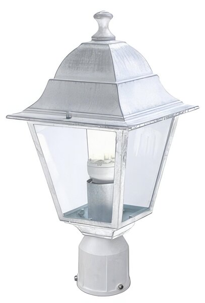 Testa-palo in pressofusione di alluminio OLD TESTAPALO D.60 PICCOLO E27 Dimensione 6x18x h 38 cm Diffusori in vetro trasparente colore BIANCOARGENTO