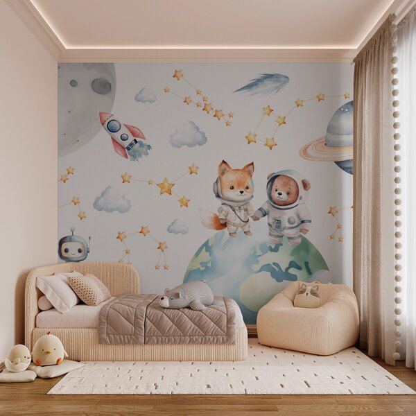 Carta da parati Simpatici astronauti animali nello spazio, Carta da parati Spazio, w03779 : Uwalls.it