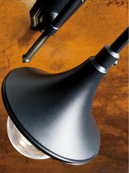Struttura in pressofusione di alluminio LAMPARA PALO ALTO E27 Dimensioni 26x44x h 230 cm Diffusore in termoplastico trasparente colore NERO