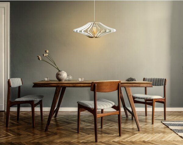 Lampadario a sospensione con filo 1xE27/60W/230V bianco diametro 47 cm bianco