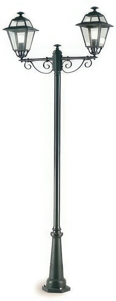 Struttura in pressofusione di alluminio ELEGANCE PALO ALTO DUE LUCI E27 Dimensioni 96x26x h 250 cm Diffusori in vetro trasparente colore GRAFITE